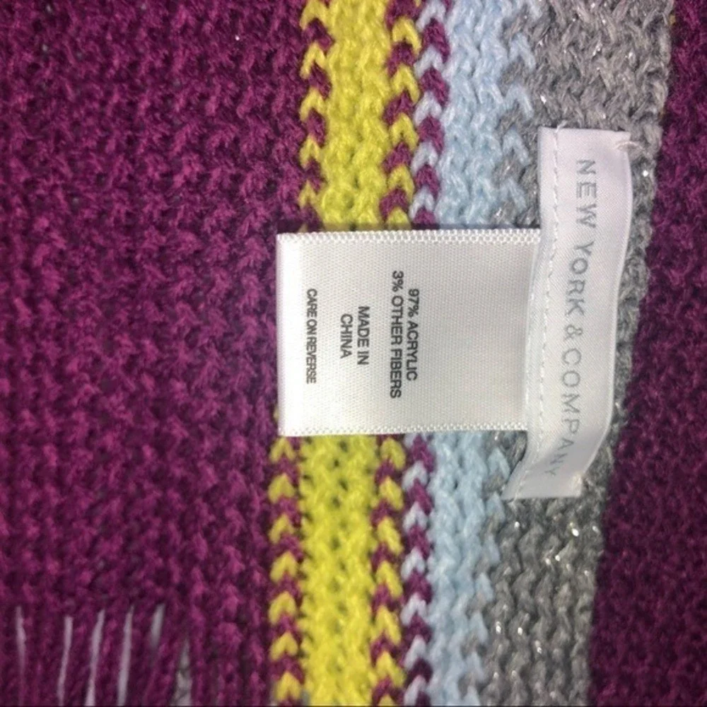 New York & Company Purple Blue Stripe Scarf‎